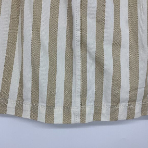 Old Navy Skirt Beige Tan Stripe A Line Pocket Mini Button Front - Picture 8 of 9